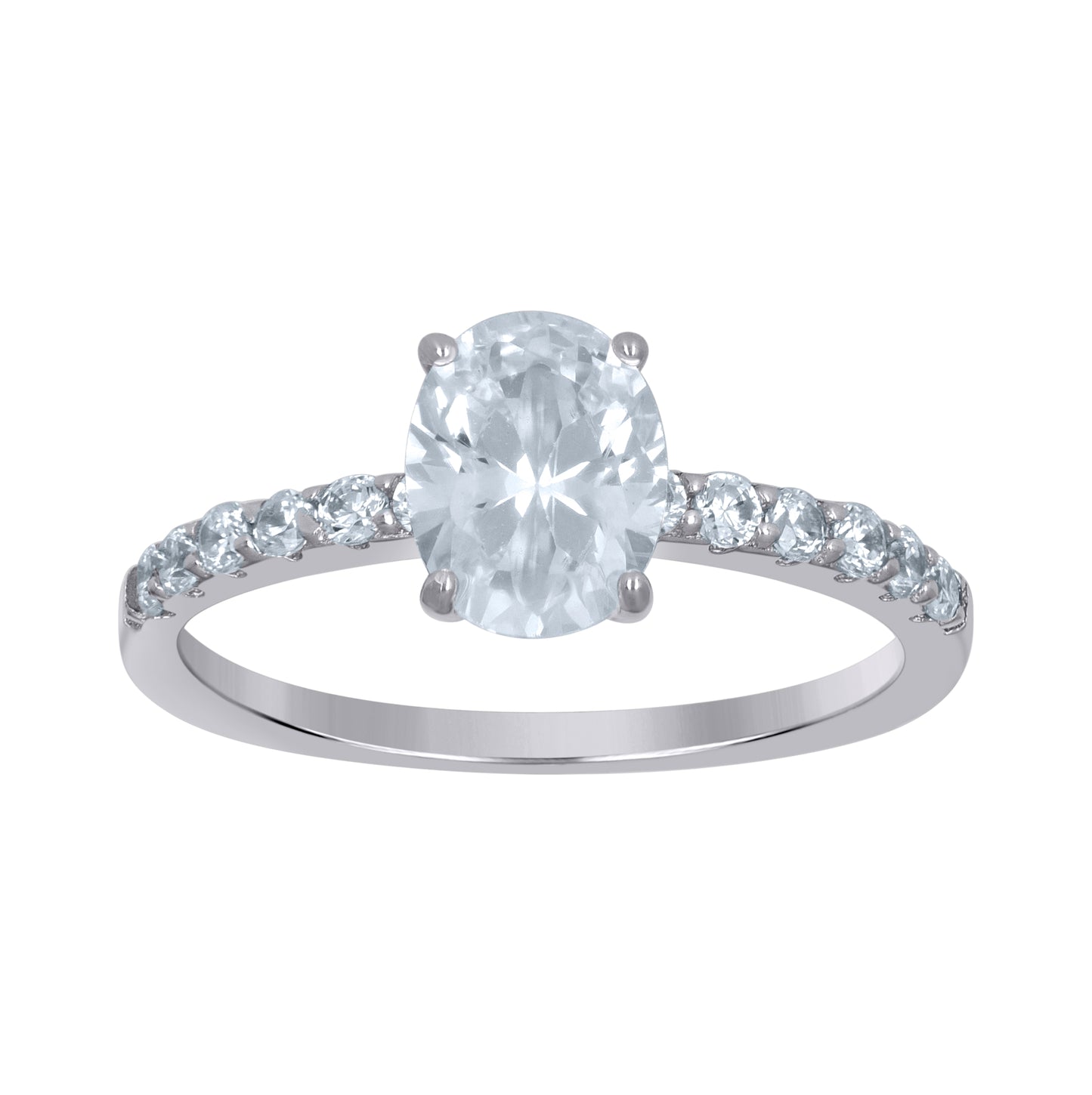 Sterling Silver Women's Oval Solitaire Cubic-Zirconia Oval Bridal Anniversary Engagement Wedding Ring