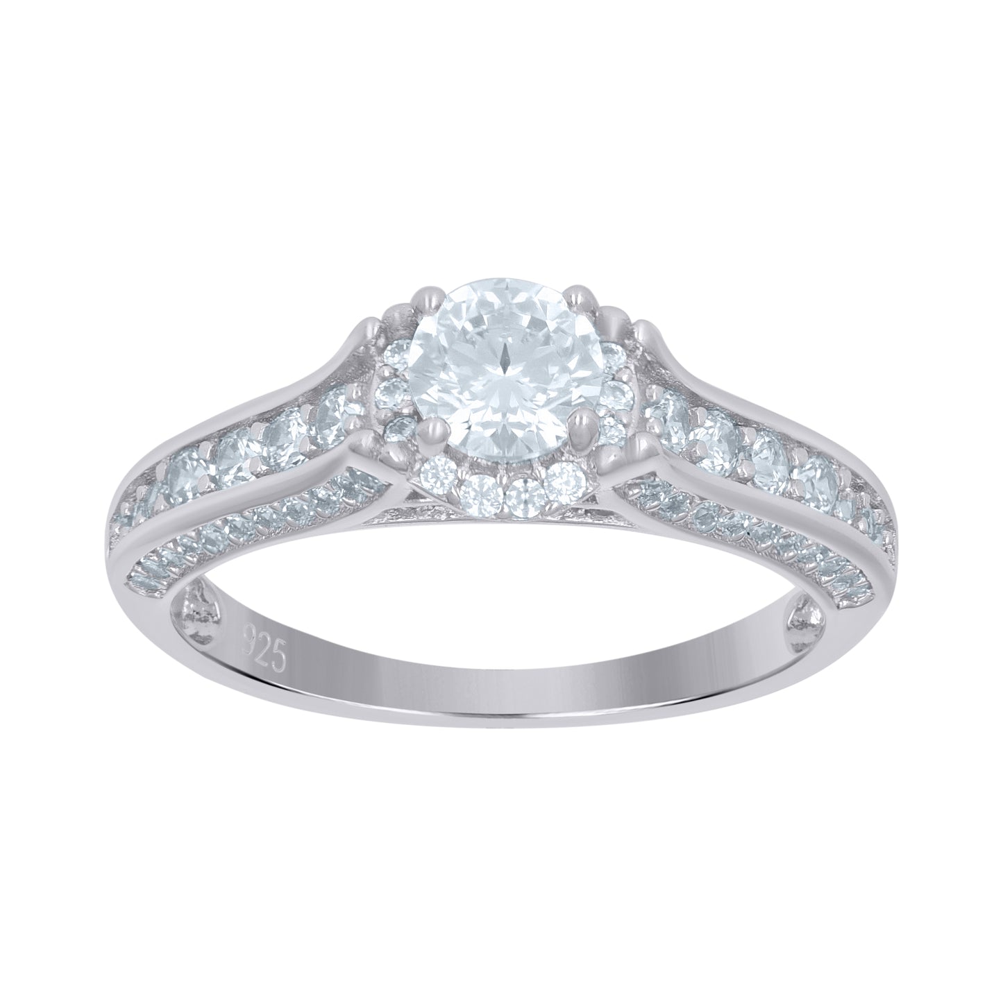 Sterling Silver Womens Solitaire Cubic-Zirconia Bridal Anniversary Engagement Wedding Ring