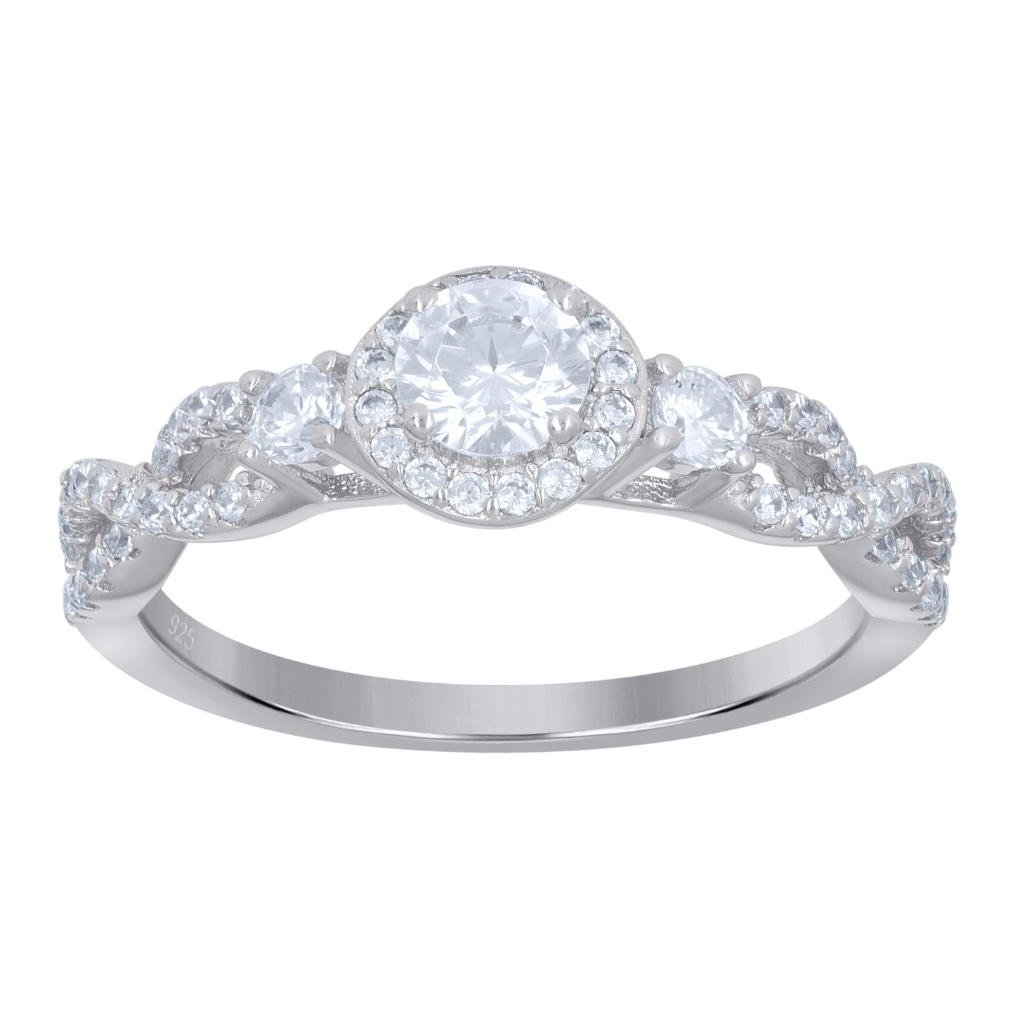 Sterling Silver Womens Solitaire Cubic-Zirconia Infinity Bridal Anniversary Engagement Wedding Ring