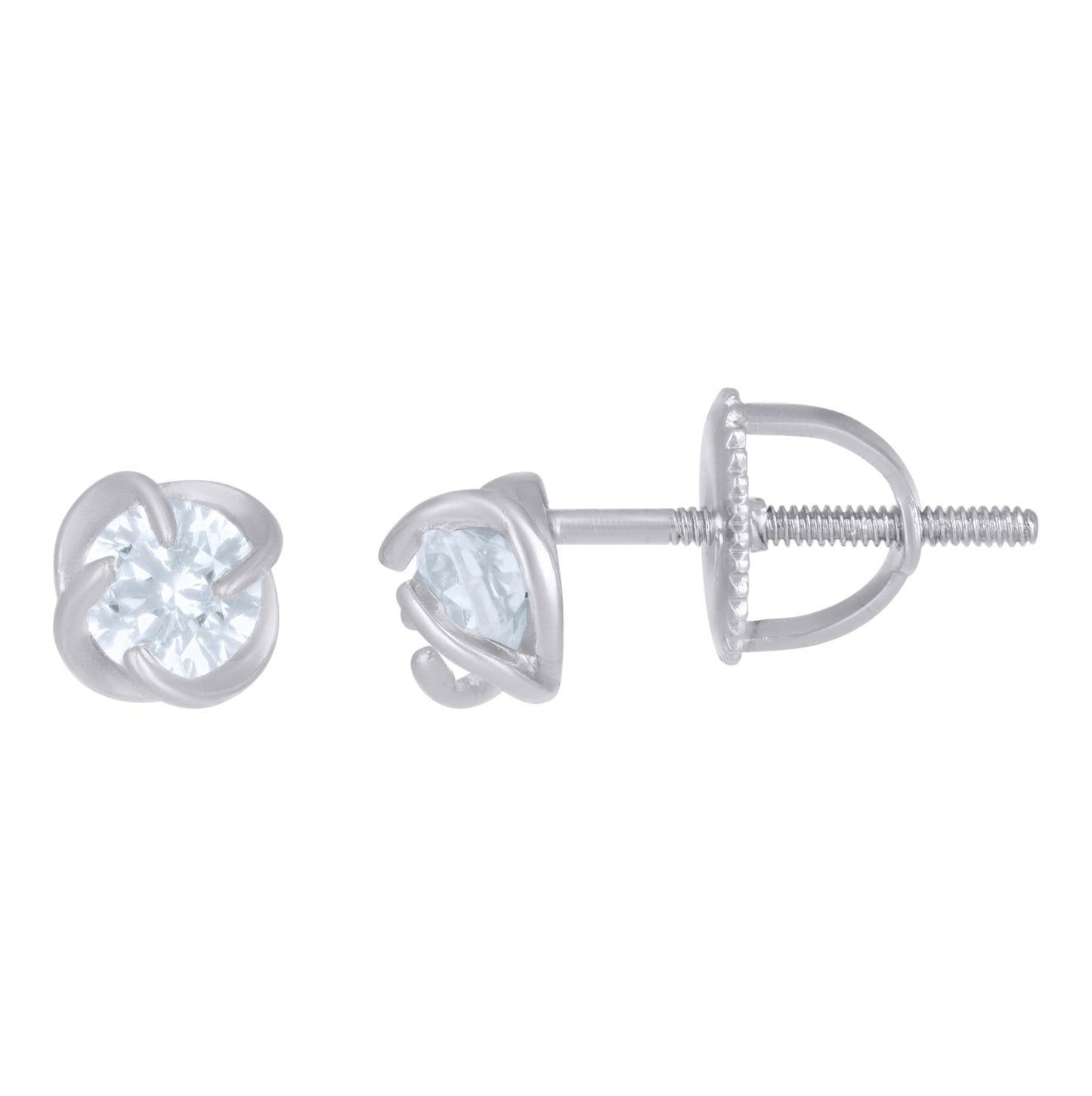 Sterling Silver Womens Cubic-Zirconia Flower Fashion Stud Earrings