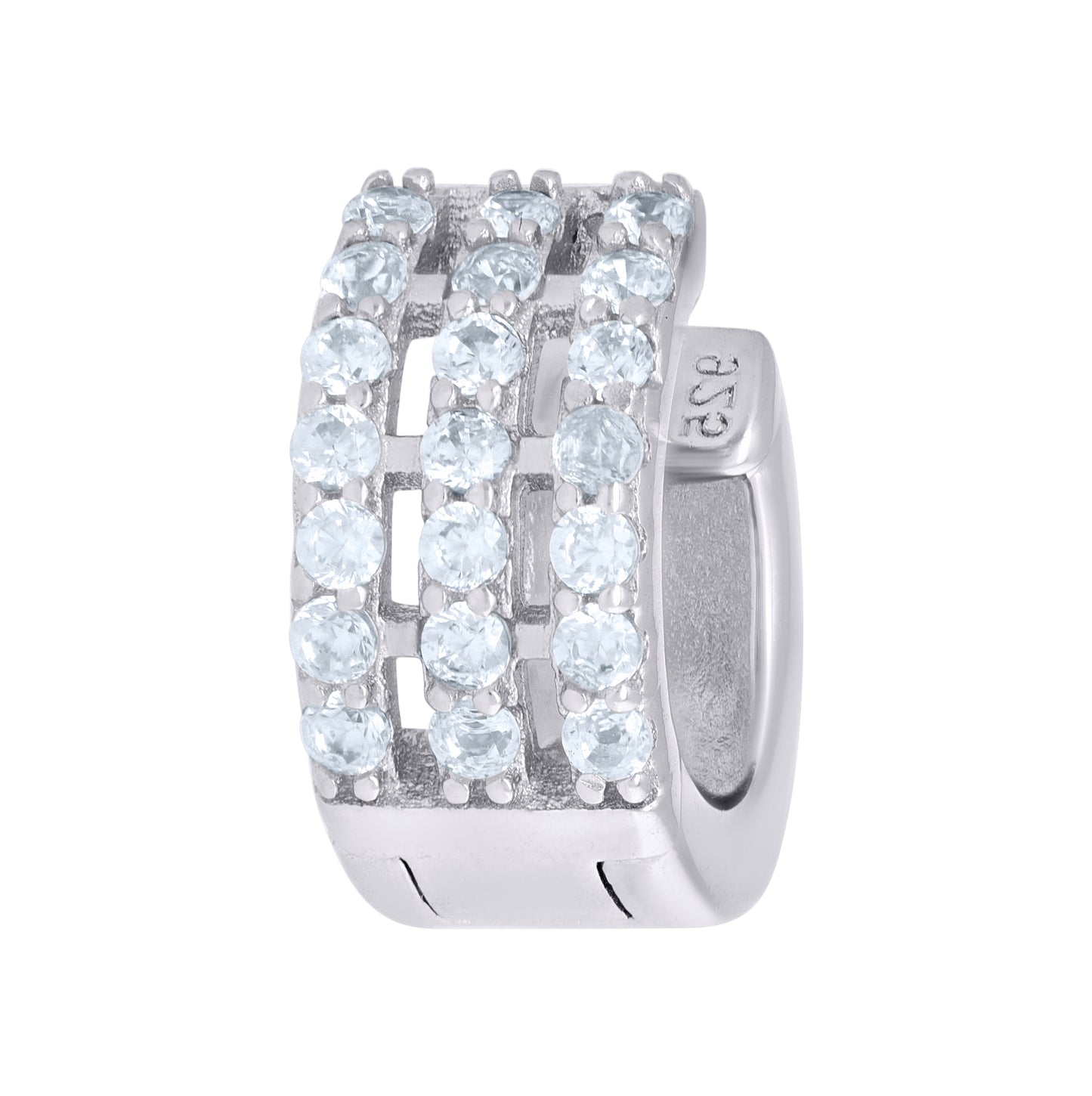 Sterling Silver Womens Cubic-Zirconia Triple Row Endless Hoop Earrings