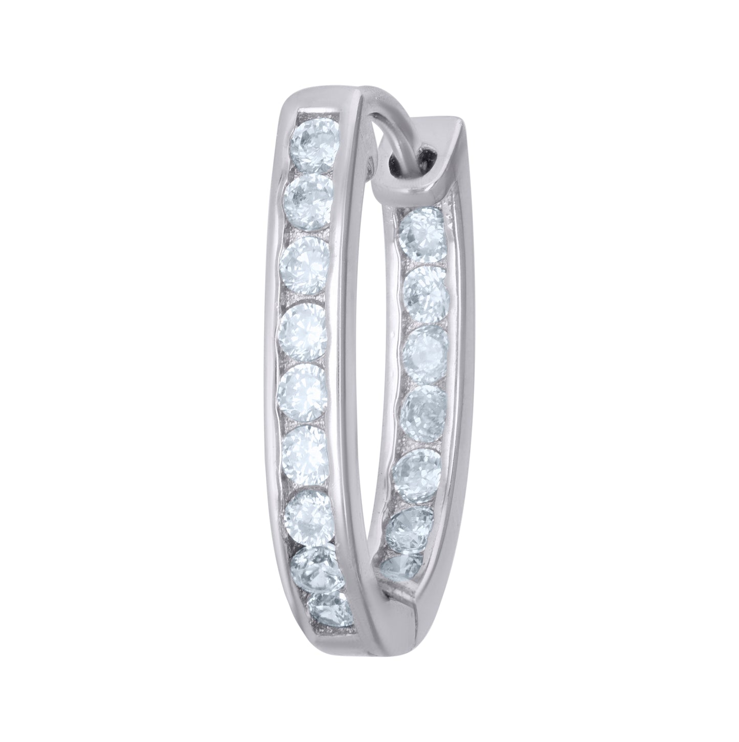 Sterling Silver Womens Cubic-Zirconia Single Row Endless Hoop Earrings