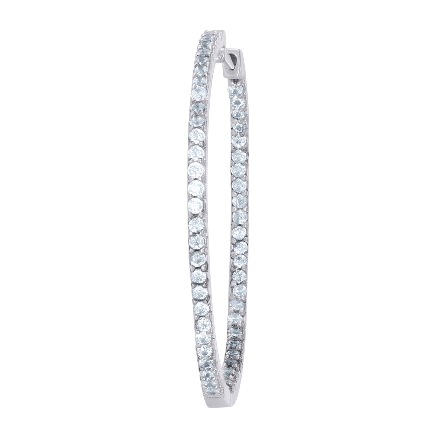 Sterling Silver Womens Cubic-Zirconia Single Row Endless Hoop Earrings