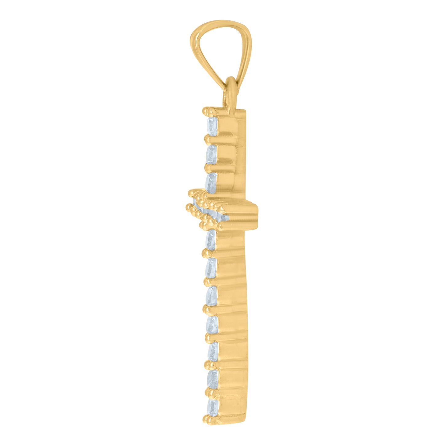 10K Yellow Gold Unisex Cubic-Zirconia Cross Religious Charm Pendant