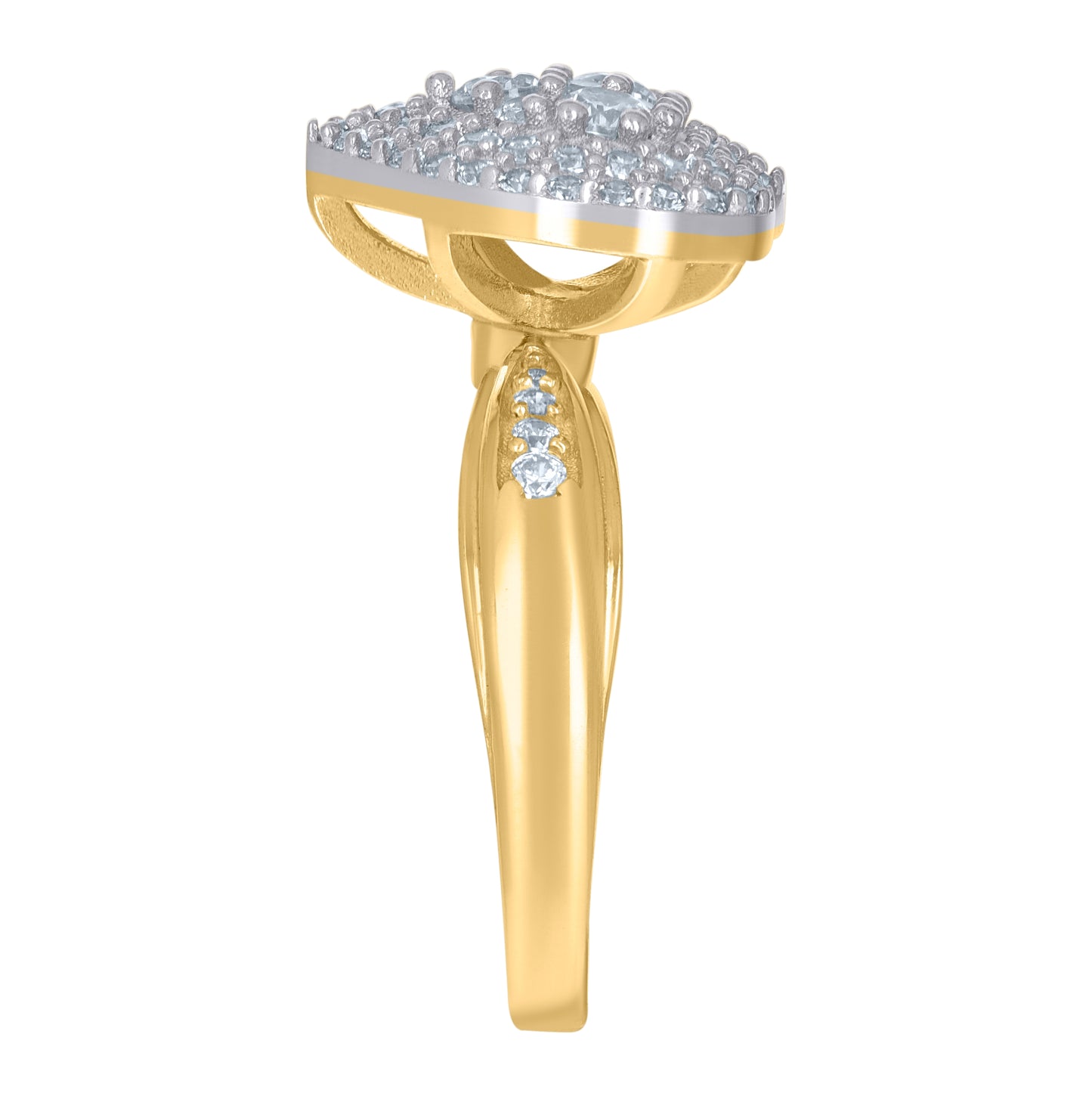 10K Two-Tone Gold Womens Cubic-Zirconia Cluster Heart Ring