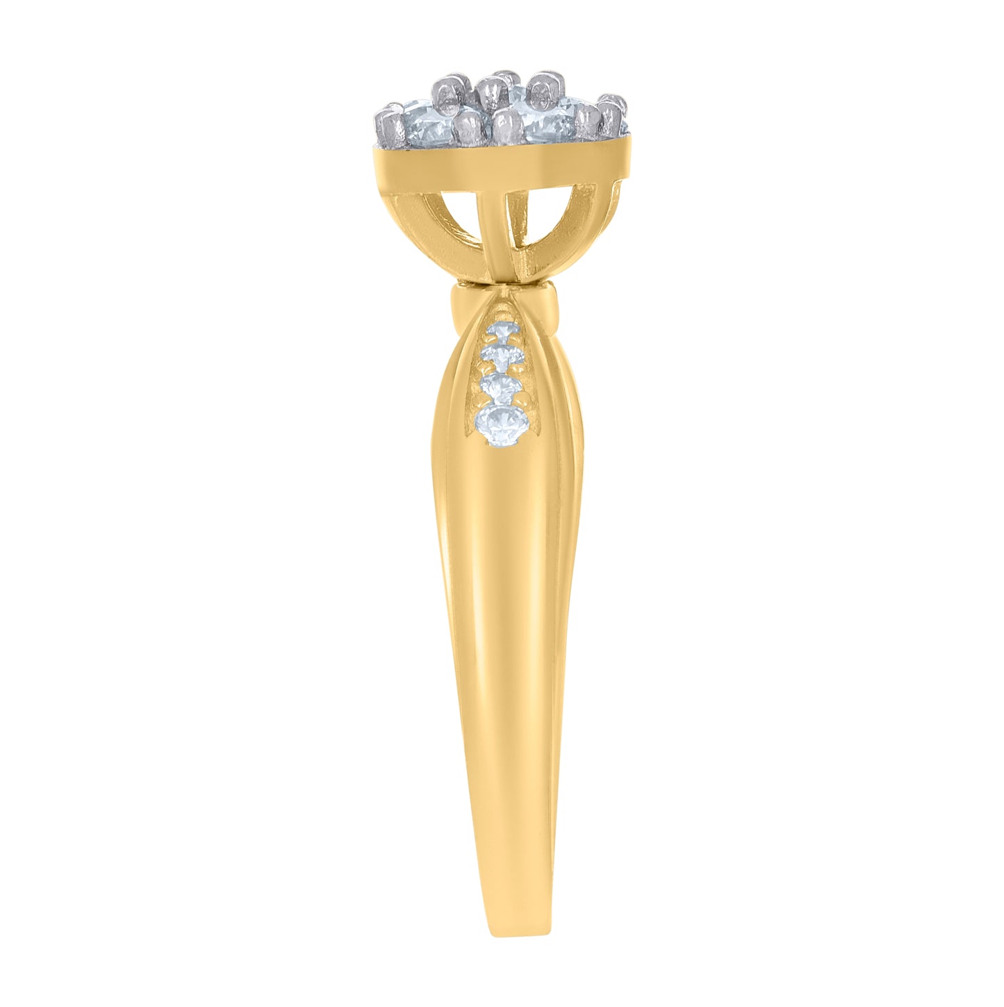 10K Two-Tone Gold Womens Cubic-Zirconia Fashion Ring