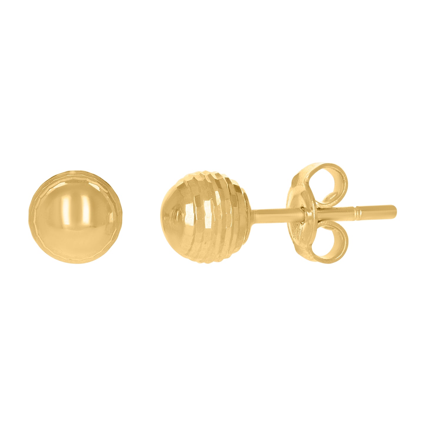 14K Yellow Gold Womens 6mm Ball Stud Earrings