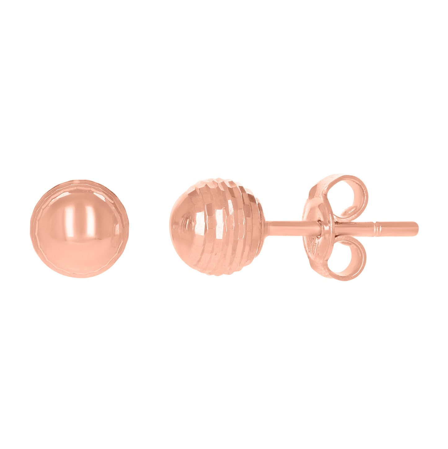 14K Rose Gold Womens 6mm Ball Stud Earrings
