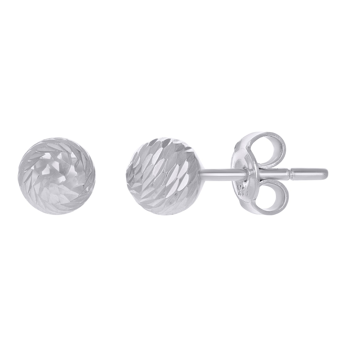 14K White Gold Womens 6mm Ball Stud Earrings