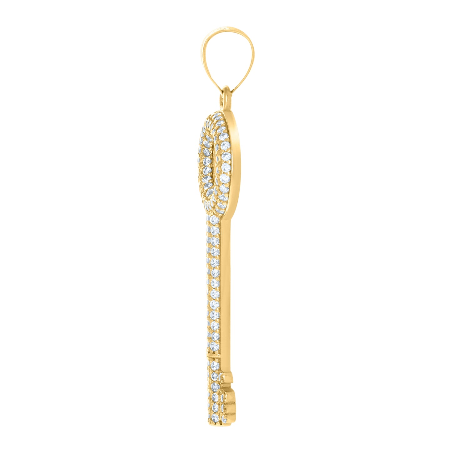 10K Yellow Gold Mens Cubic-Zirconia Key Charm Pendant
