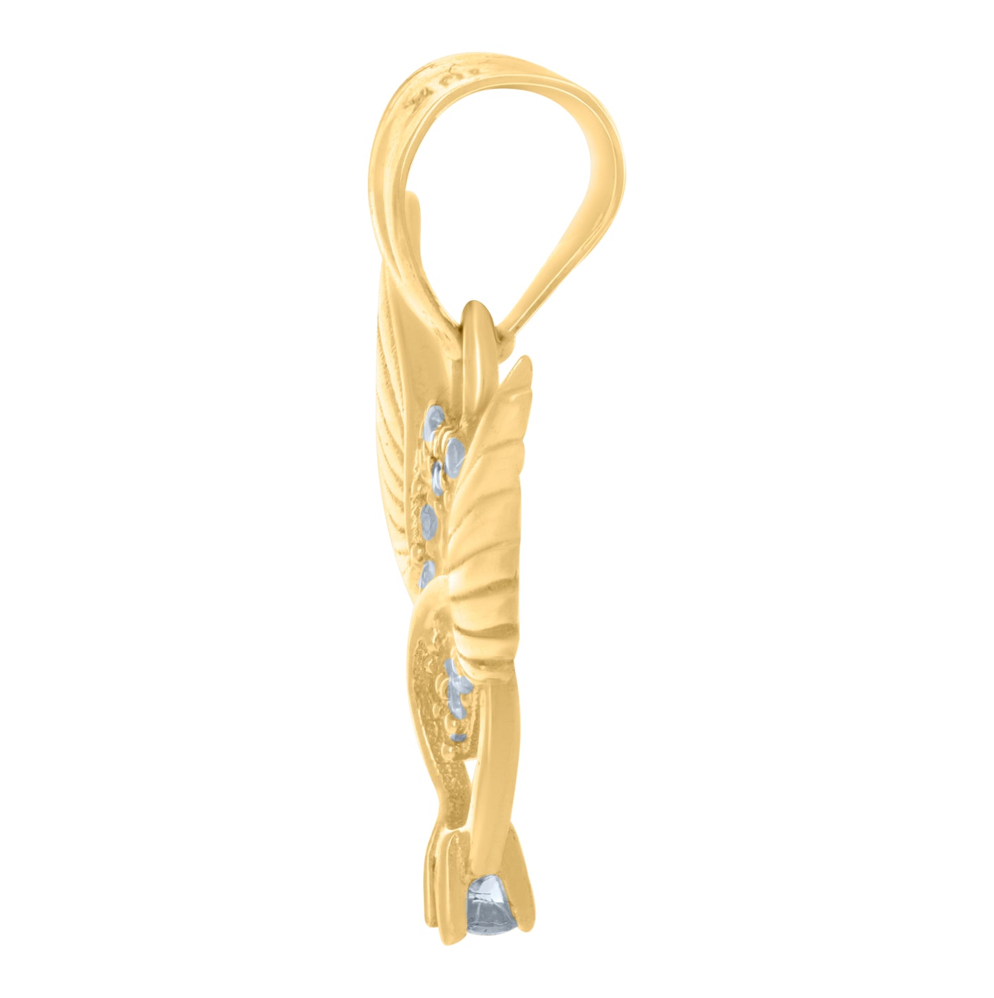 10K Yellow Gold Womens Cubic-Zirconia Flying Heart & Ring Charm Pendant