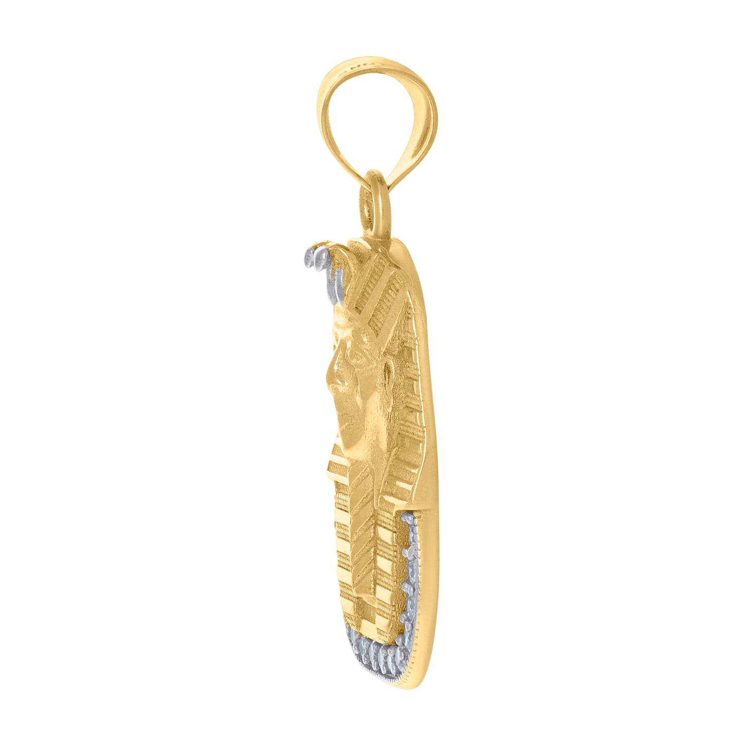10K Two-Tone Gold Mens Cubic-Zirconia Pharaoh Egyptian Charm Pendant