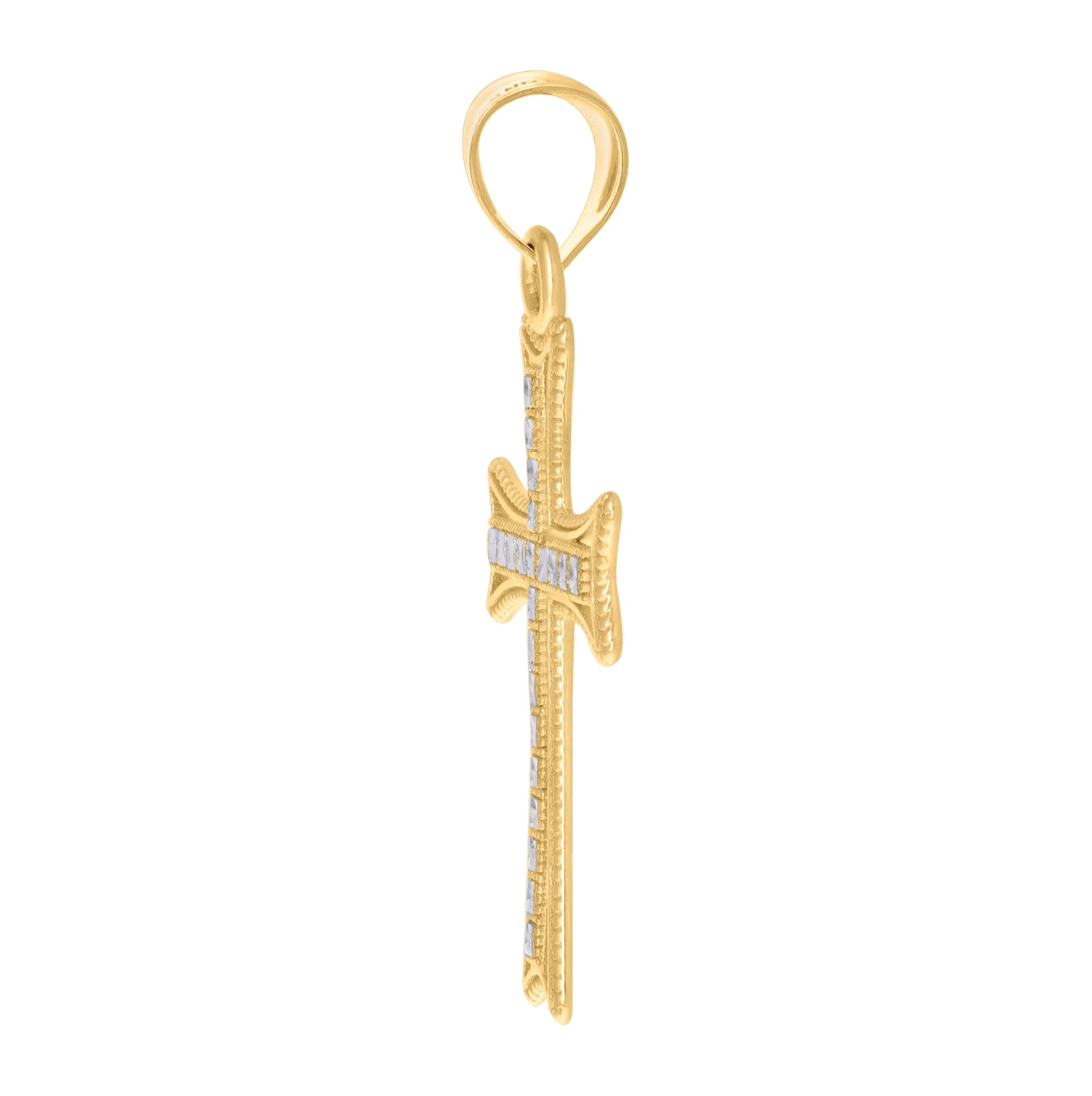 10K Two-Tone Gold Unisex Cross Religious Charm Pendant