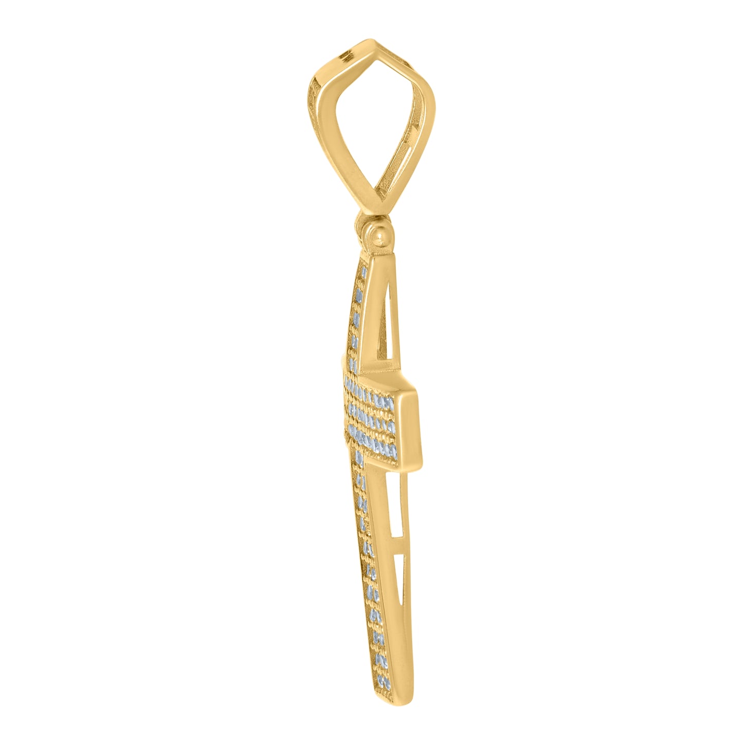 10K Yellow Gold Mens Cubic-Zirconia Cross Religious Charm Pendant