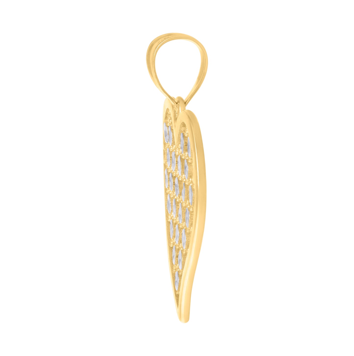 10K Tow-Tone Gold Womens Diamond-Cut Love Heart Charm Pendant