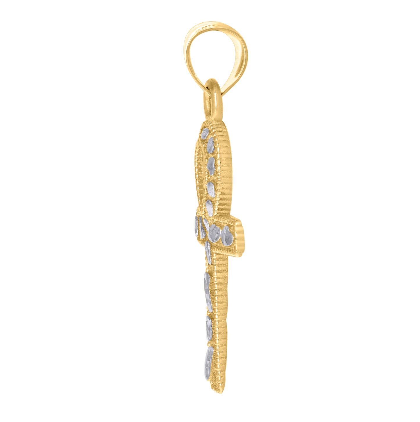 10K Two-Tone Gold Unisex Egyptian Ankh Cross Religious Charm Pendant