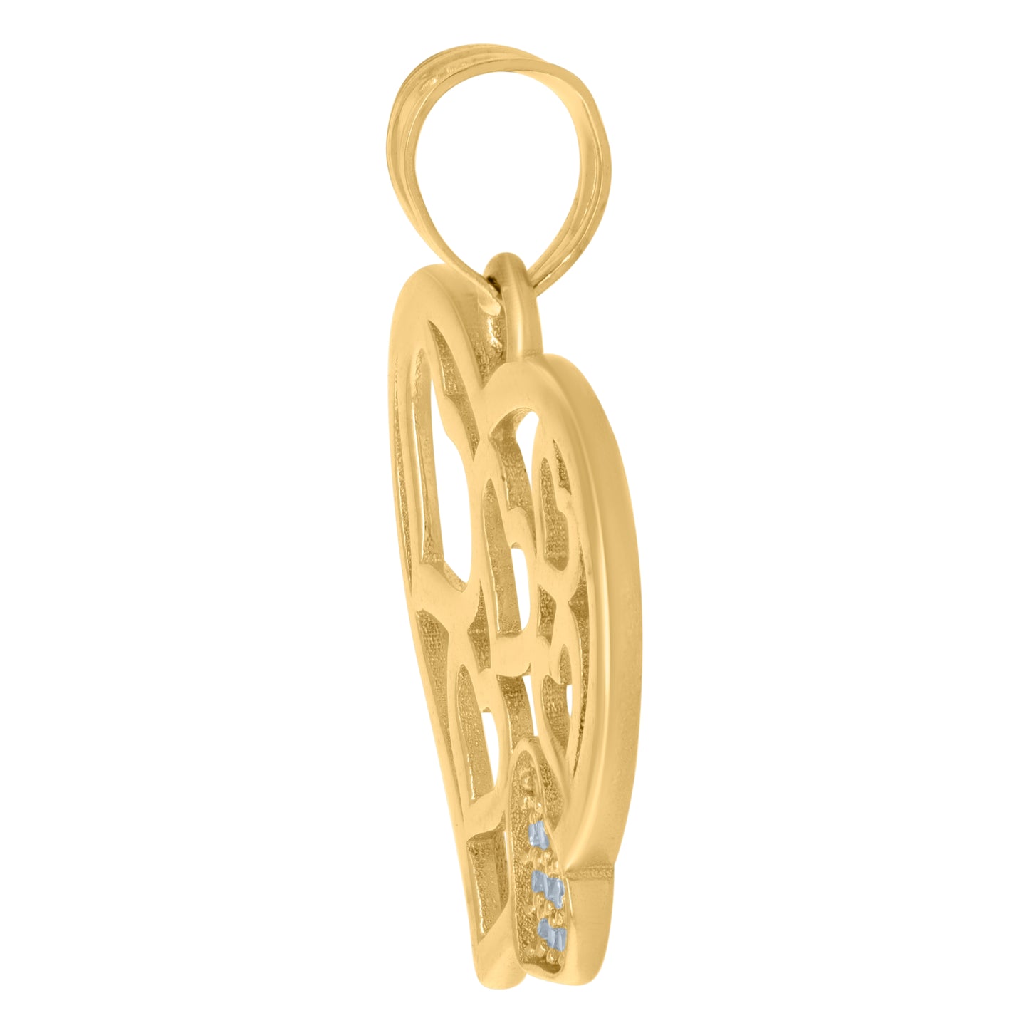 10K Yellow Gold Womens Cubic-Zirconia Hearts In Heart Charm Pendant