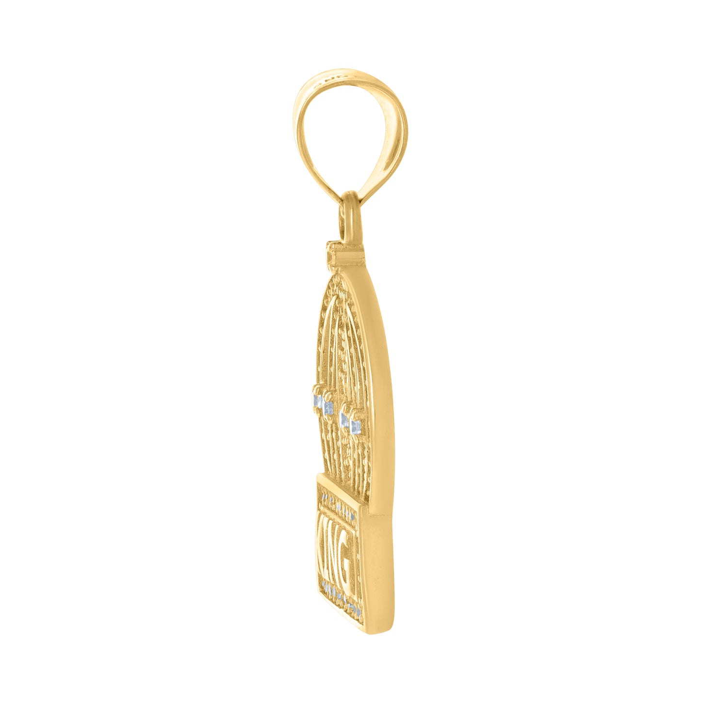 10K Two-Tone Gold Mens Cubic-Zirconia King Crown Fashion Charm Pendant
