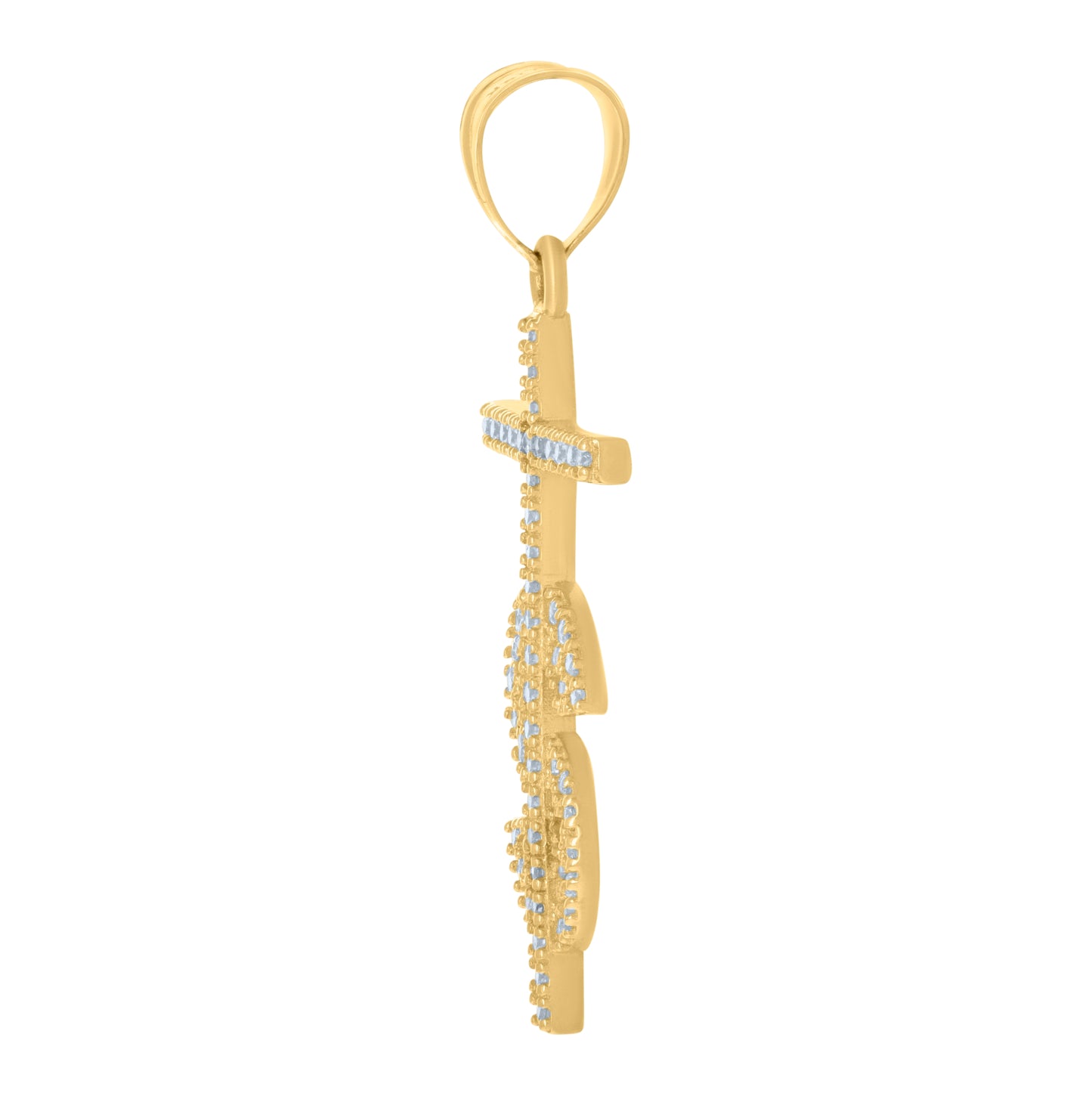 10K Yellow Gold Mens Cubic-Zirconia Dollar Sign Cross Religious Charm Pendant