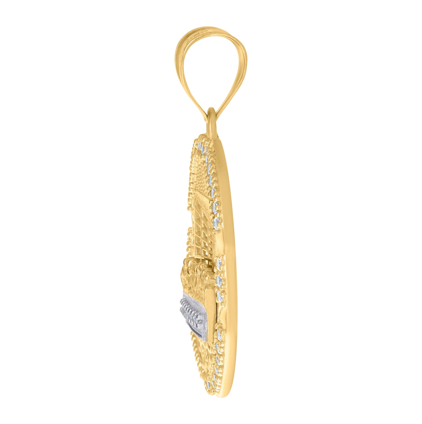 10K Two-Tone Gold Mens Cubic-Zirconia Last Supper Religious Charm Pendant