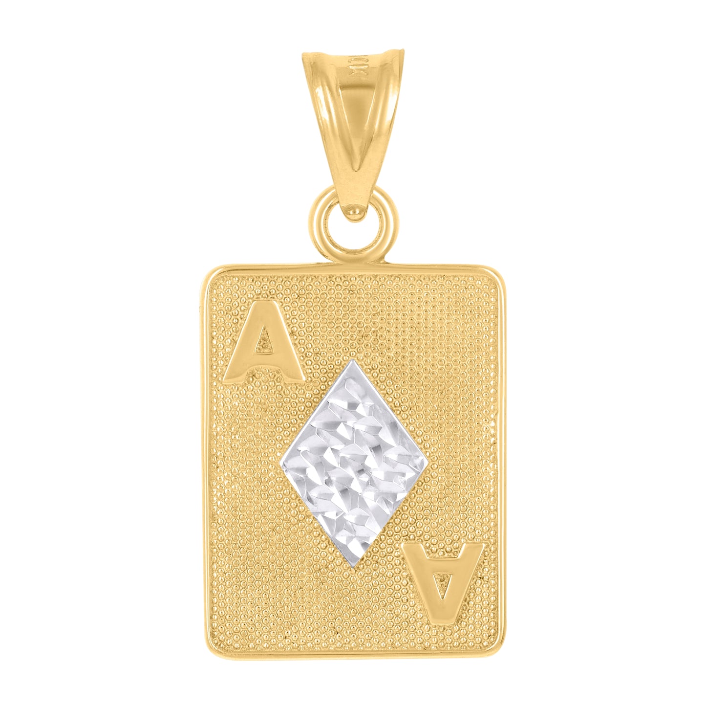 10K Two-Tone Gold Mens Playing Cards Gambling Fashion Charm Pendant