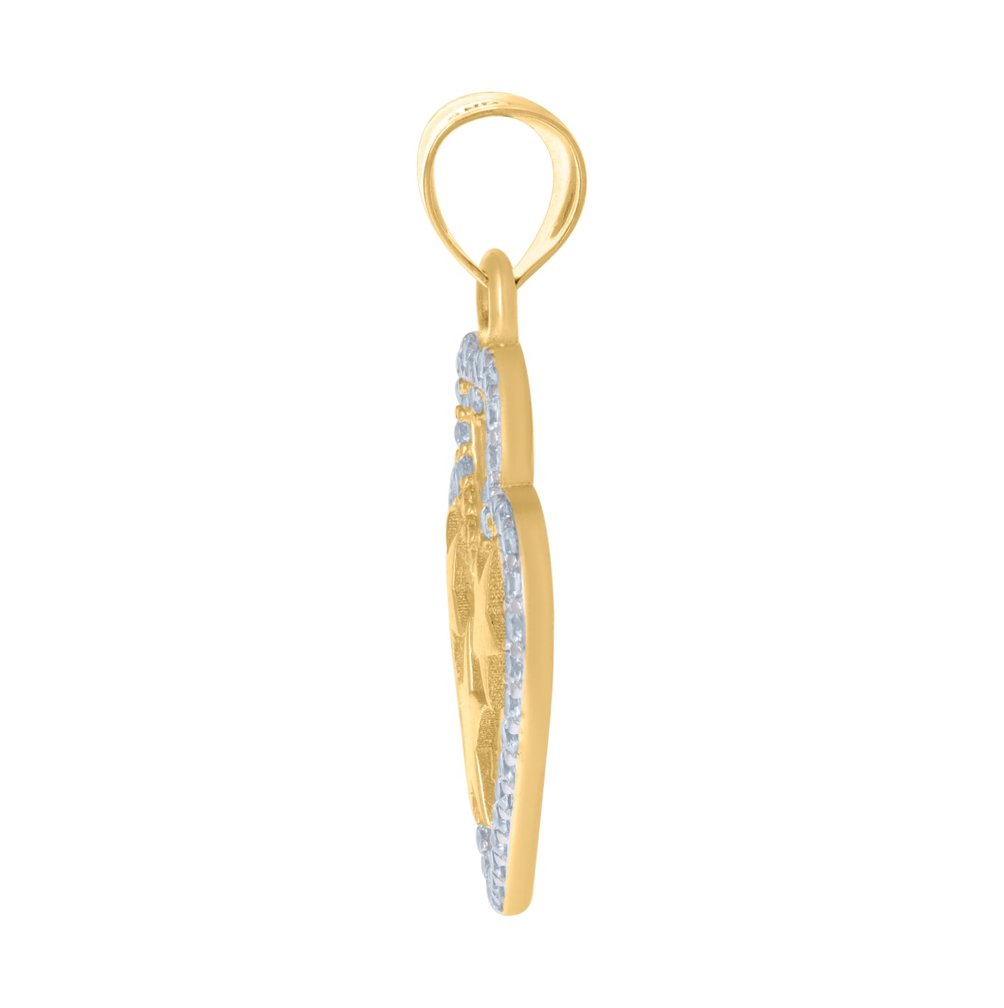 10K Two-Tone Gold Womens Cubic-Zirconia Celestial Stars Heart Charm Pendant