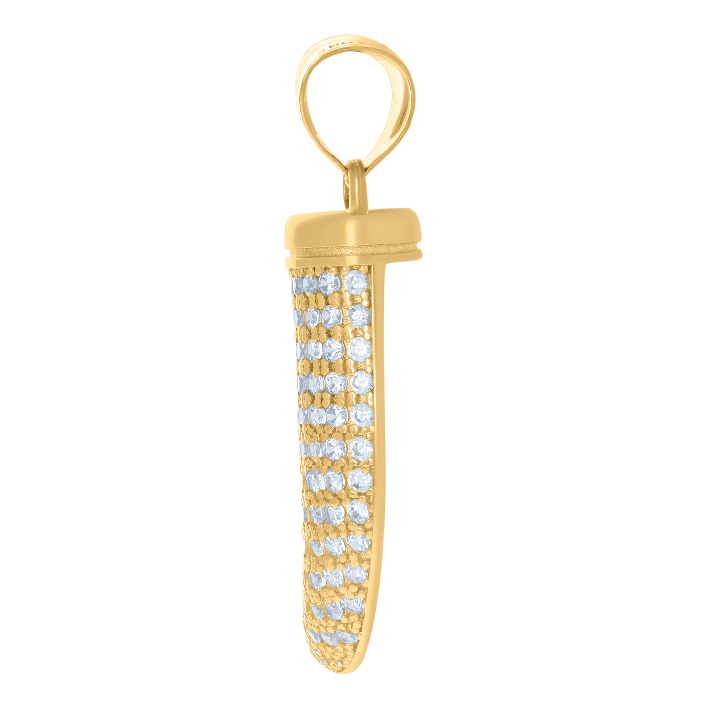 10K Yellow Gold Mens Cubic-Zirconia Tusk Shape Good Luck Charm Pendant