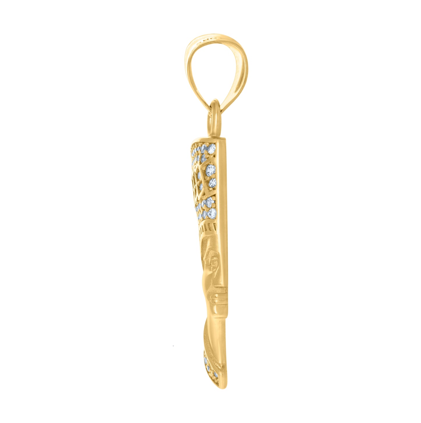 10K Two-Tone Gold Mens Cubic-Zirconia Nefertiti Egyptian Charm Pendant