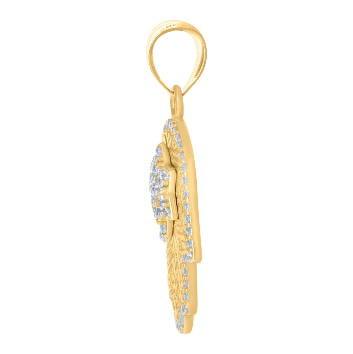 10K Yellow Gold Mens Cubic-Zirconia Humsa Symbol Religious Charm Pendant