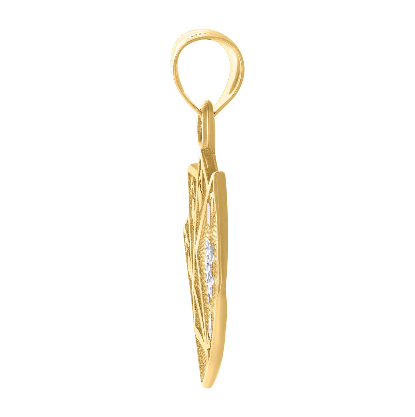 10K Two-Tone Gold Mens Playing Cards Gambling Fashion Charm Pendant