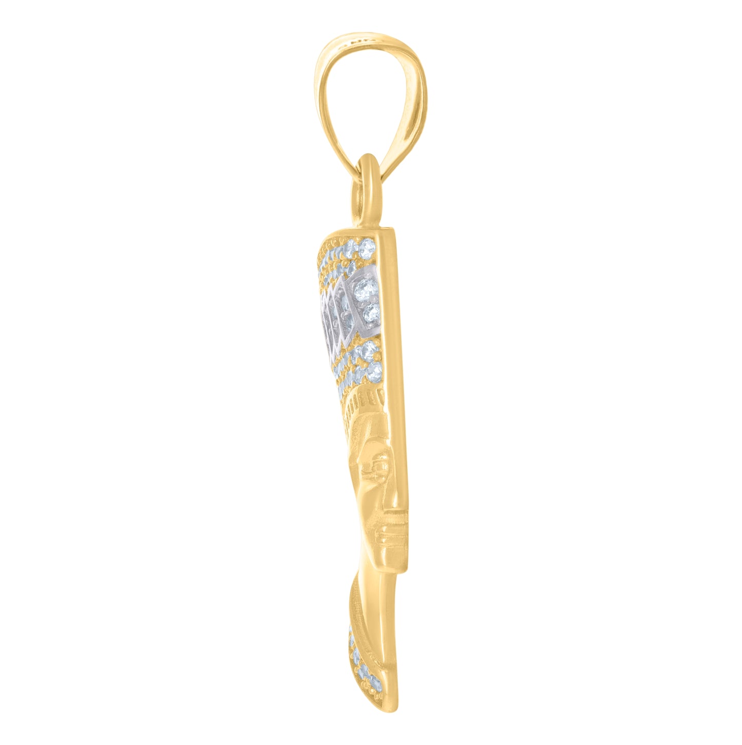 10K Two-Tone Gold Mens Cubic-Zirconia Nefertiti Egyptian Charm Pendant