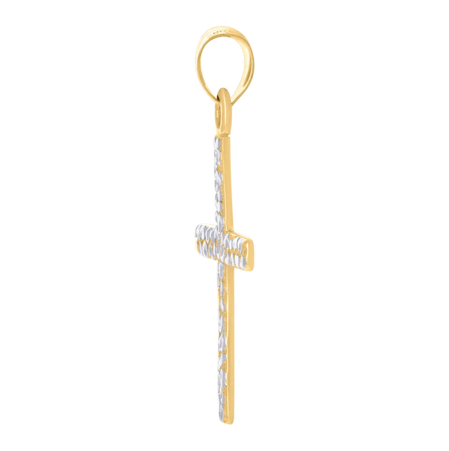 10K Two-Tone Gold Unisex Cross Religious Charm Pendant