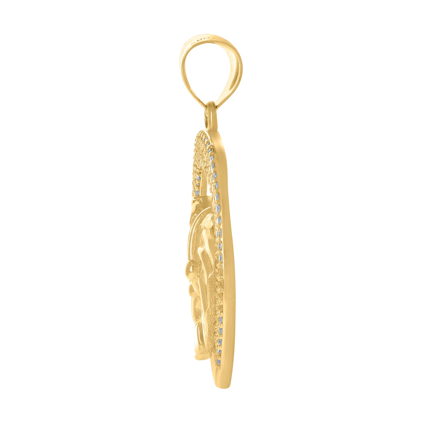 10K Two-Tone Gold Mens Cubic-Zirconia Horse Head Horseshoe Good Luck Charm Pendant