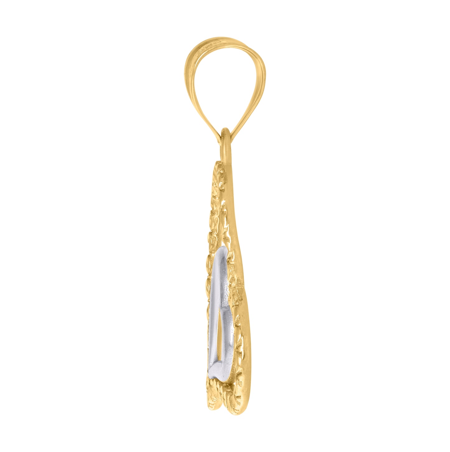 10K Two-Tone Gold Womens Double Heart Charm Pendant