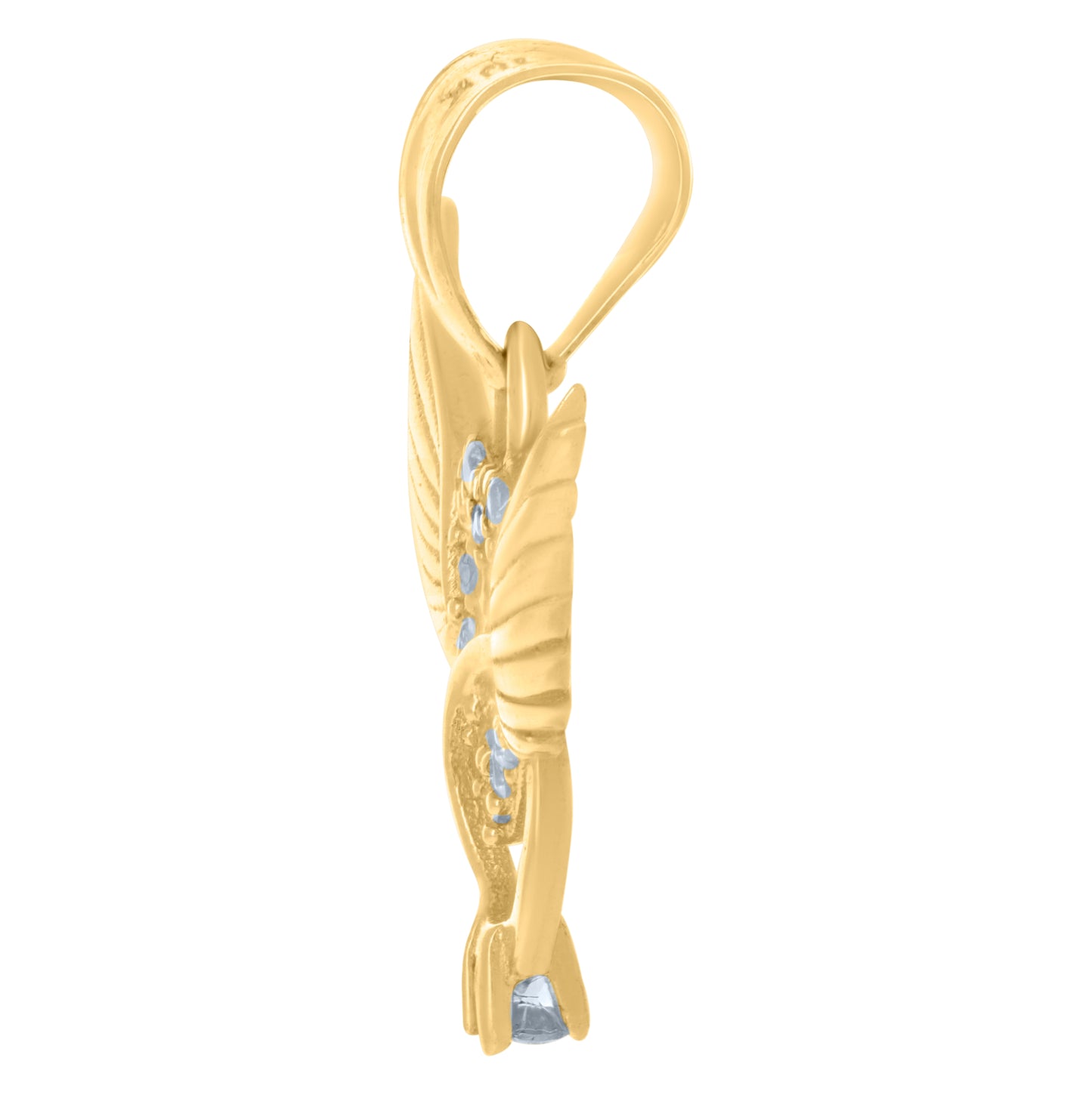10K Yellow Gold Womens Cubic-Zirconia Flying Heart Charm Pendant