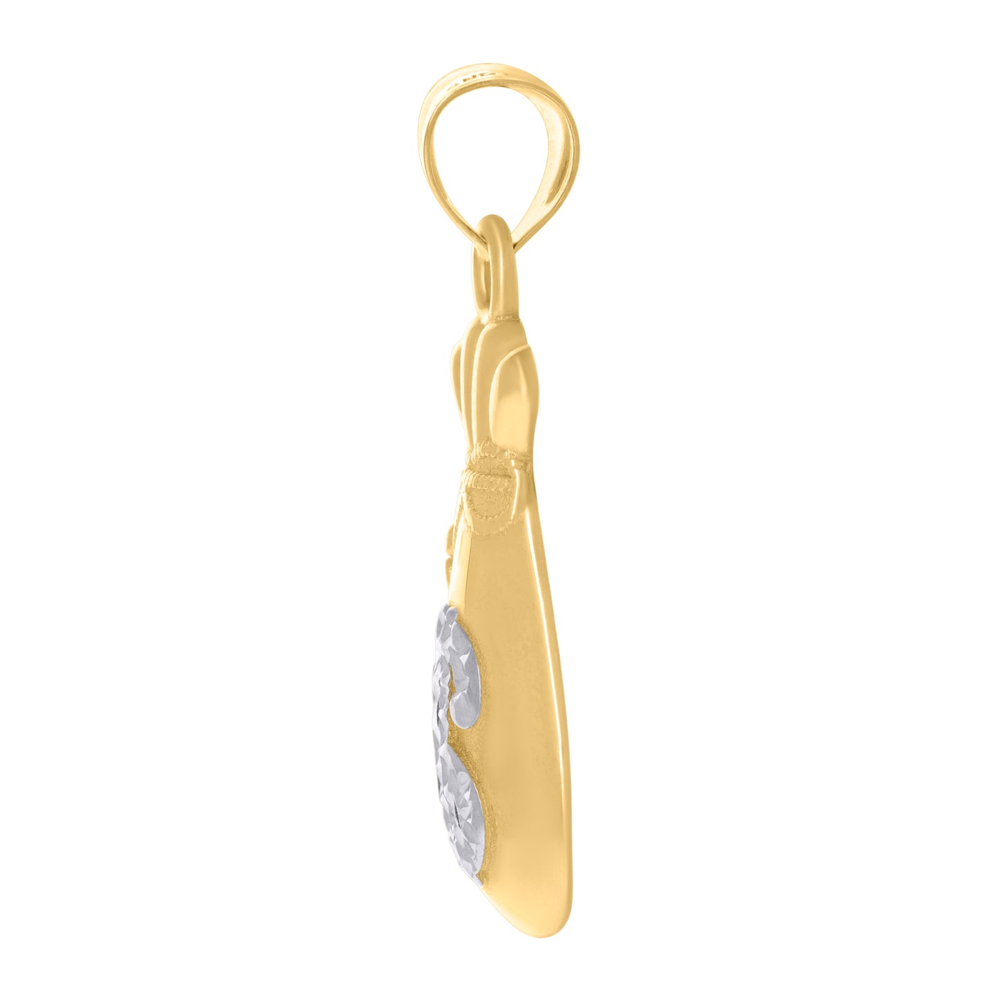 10K Two-Tone Gold Mens Dollar Sign Money Bag Currency Charm Pendant