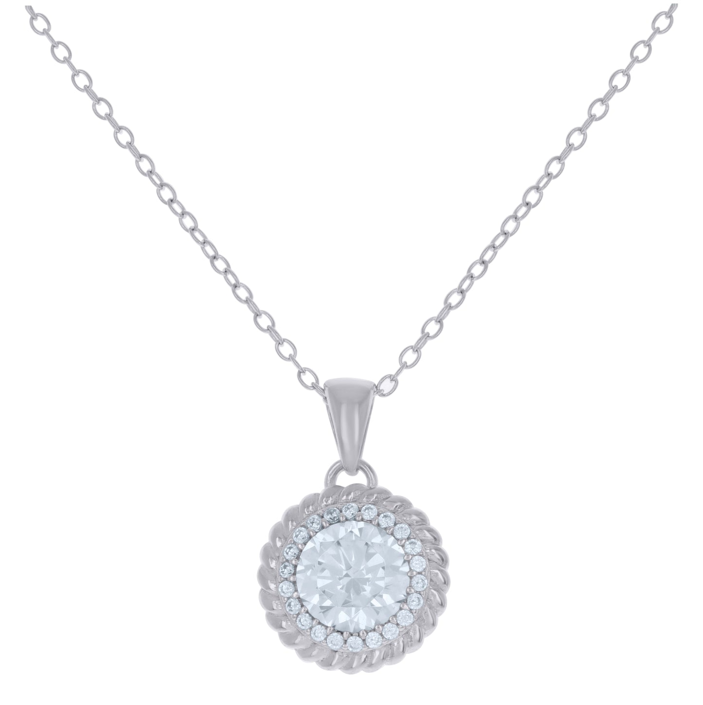 Sterling Silver Womens Cubic-Zirconia Fashion Charm Necklace