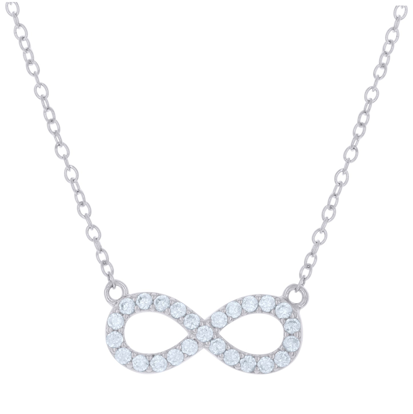 Sterling Silver Womens Cubic-Zirconia Infinity Charm Necklace