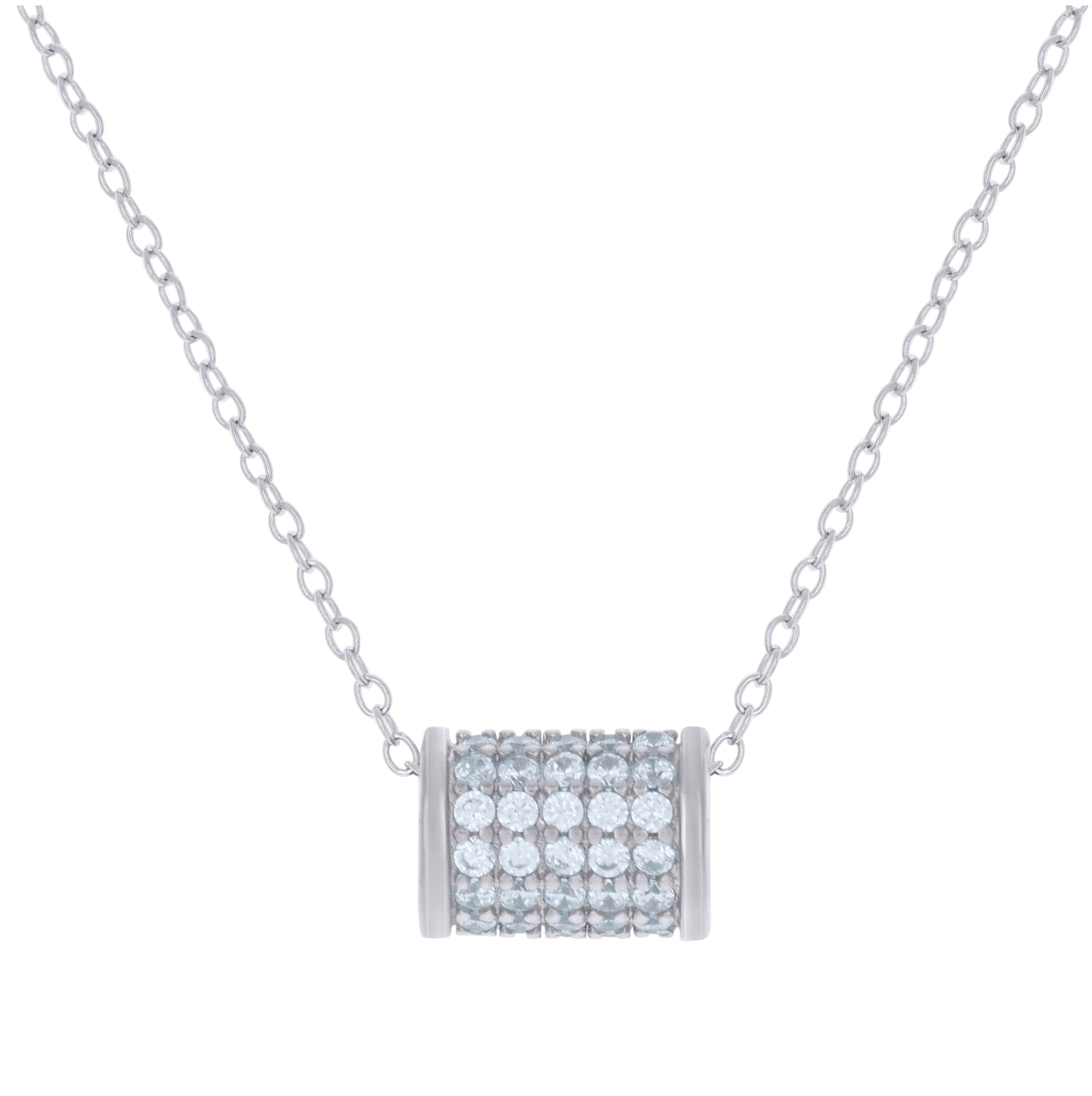Sterling Silver Womens Cubic-Zirconia Barrel Fashion Charm Necklace