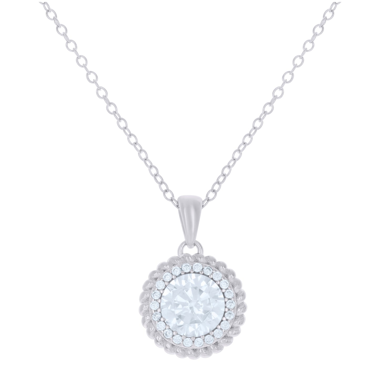 Sterling Silver Womens Cubic-Zirconia Fashion Charm Necklace