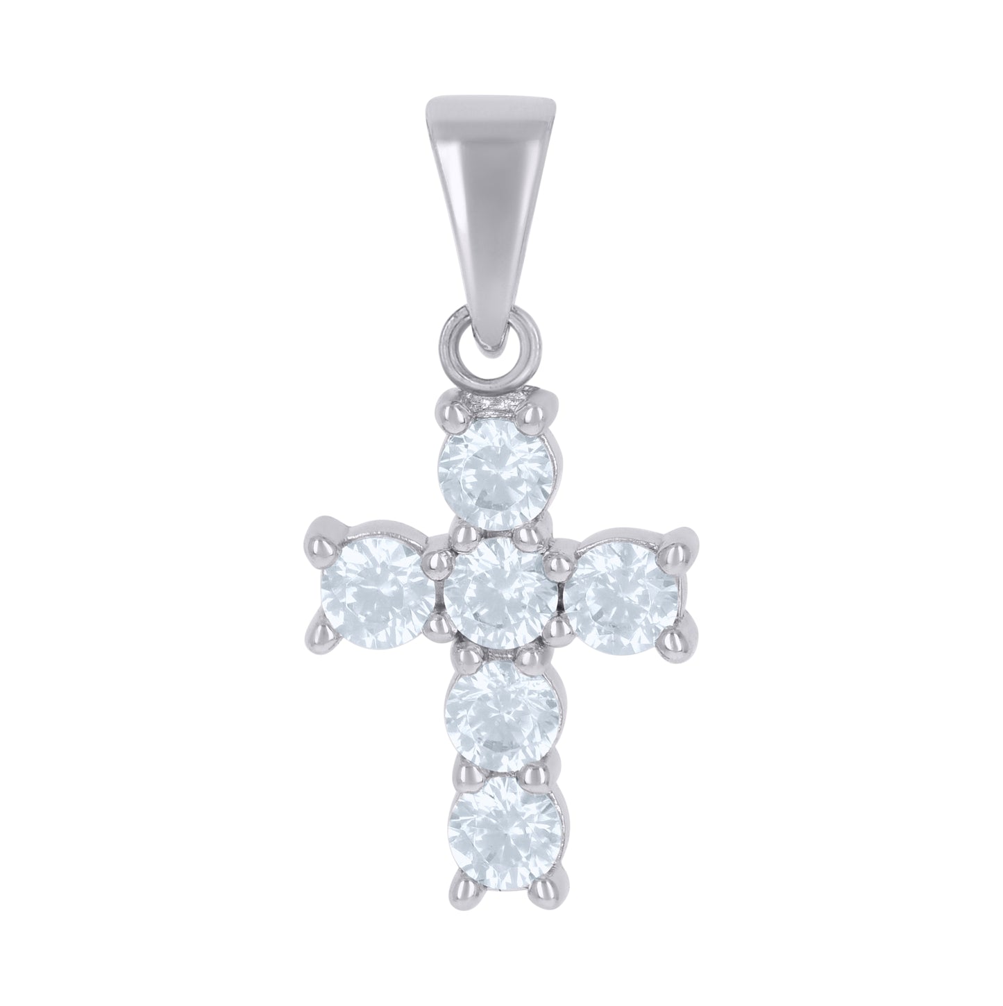 Sterling Silver Womens Cubic-Zirconia Cross Religious Charm Pendant