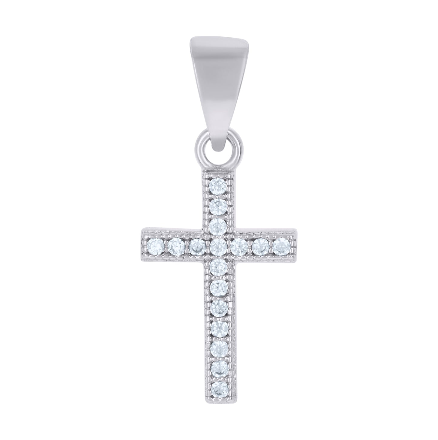 Sterling Silver Womens Cubic-Zirconia Cross Religious Charm Pendant