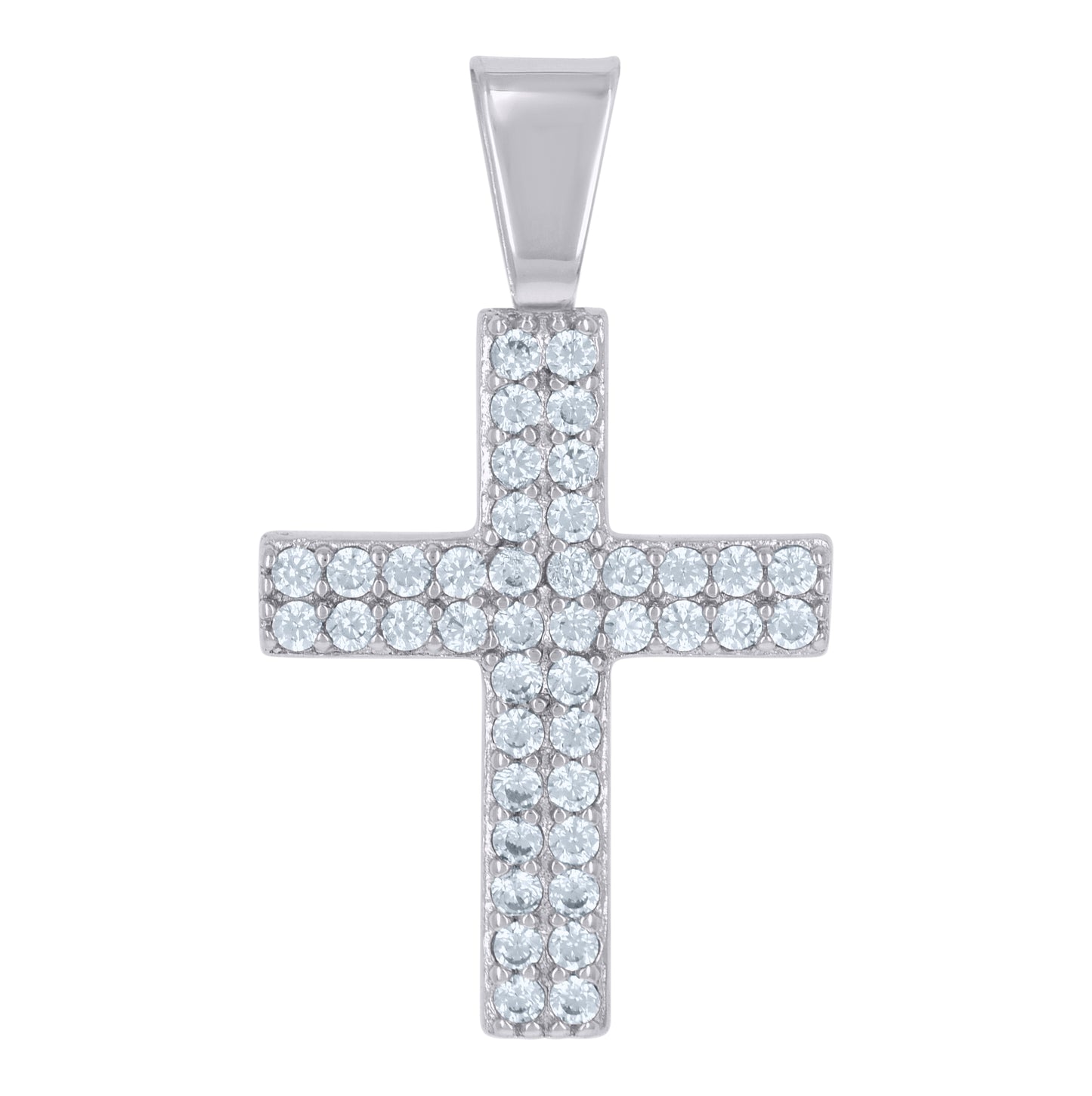 Sterling Silver Womens Cubic-Zirconia Cross Religious Charm Pendant