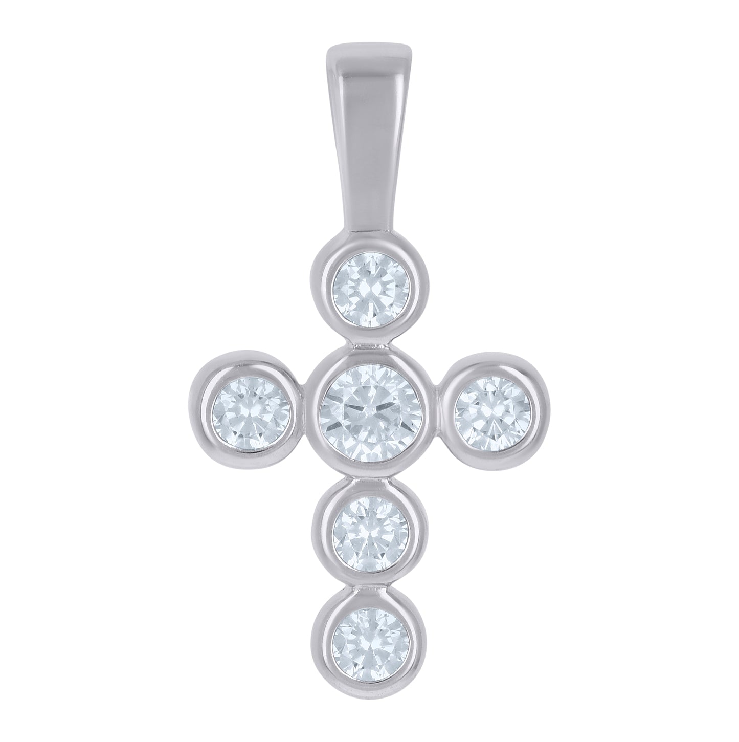 Sterling Silver Womens Cubic-Zirconia Cross Religious Charm Pendant