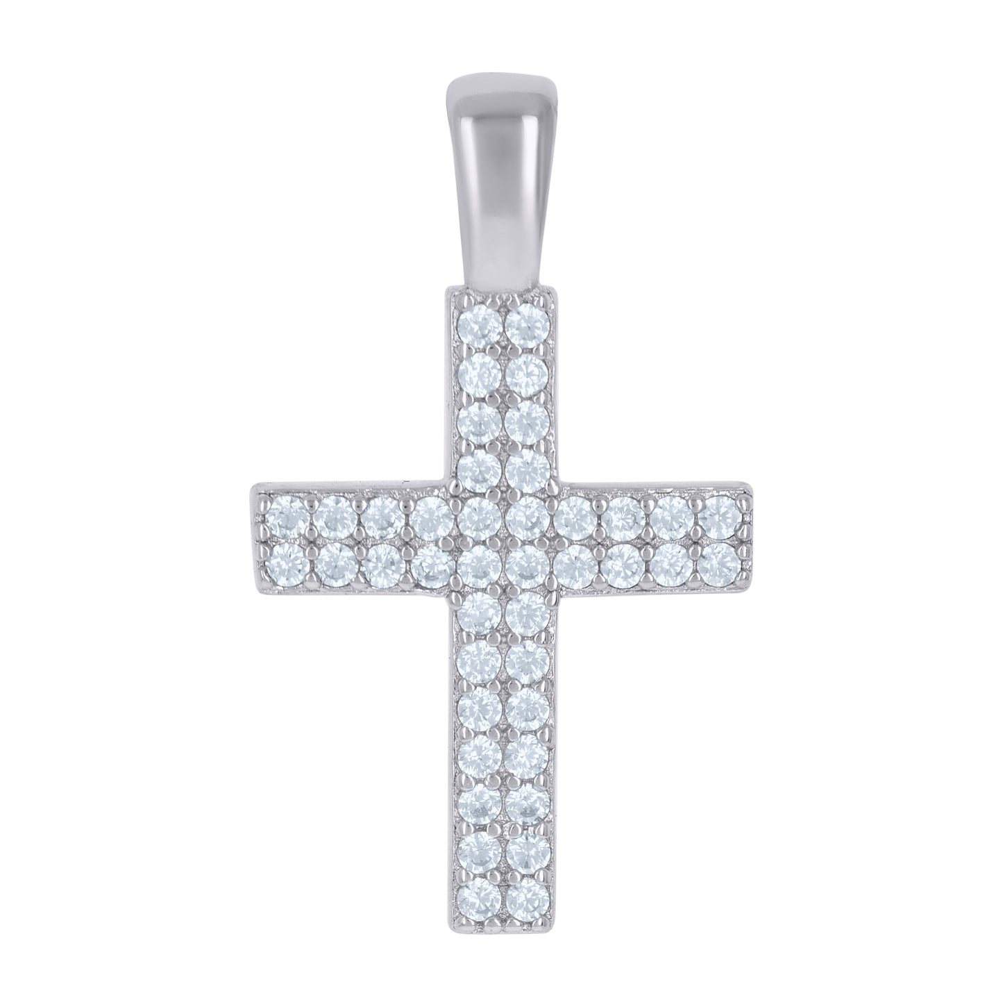 Sterling Silver Womens Cubic-Zirconia Cross Religious Charm Pendant