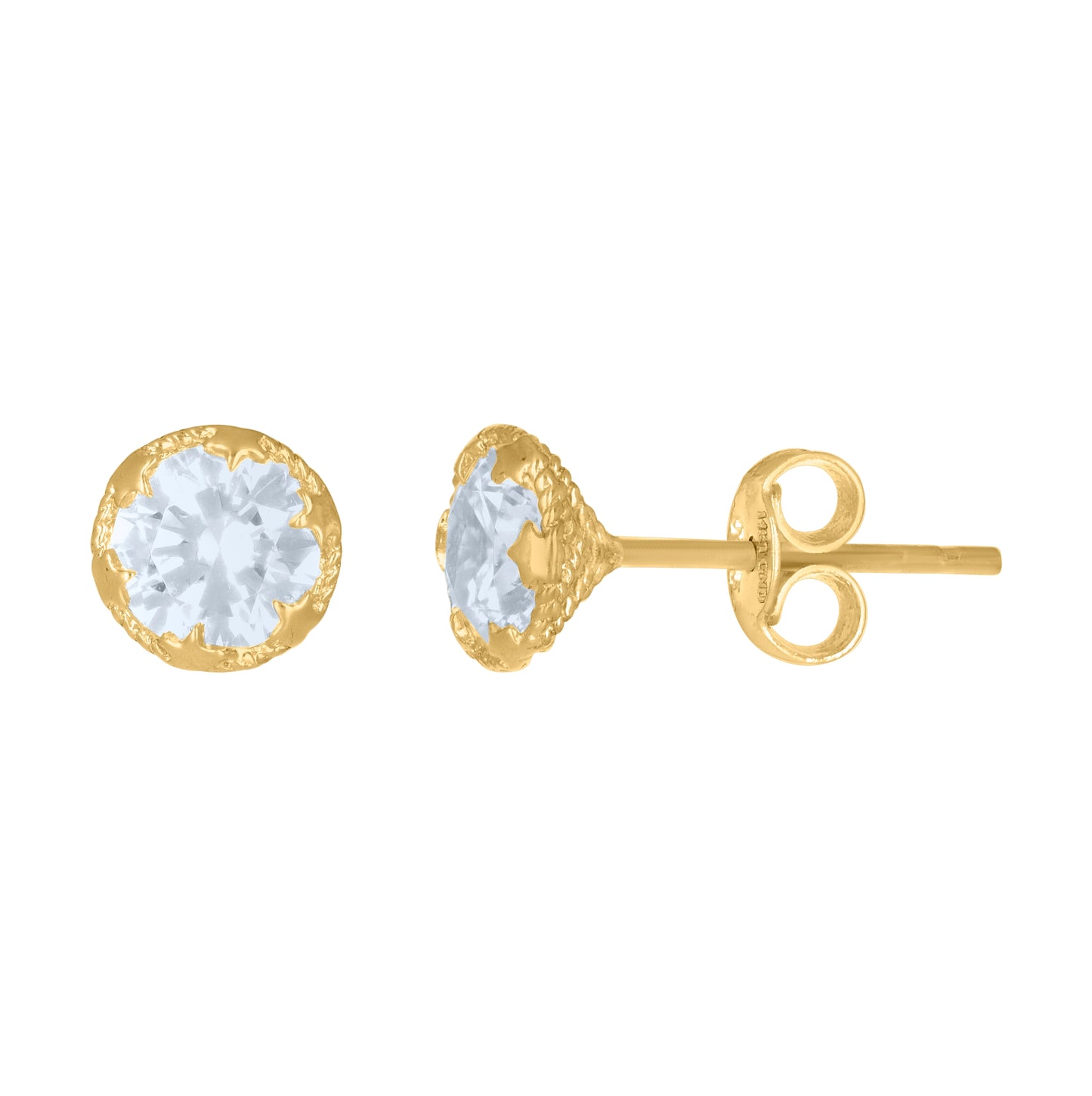 14K Yellow Gold Womens Cubic-Zirconia 6mm Fashion Stud Earrings