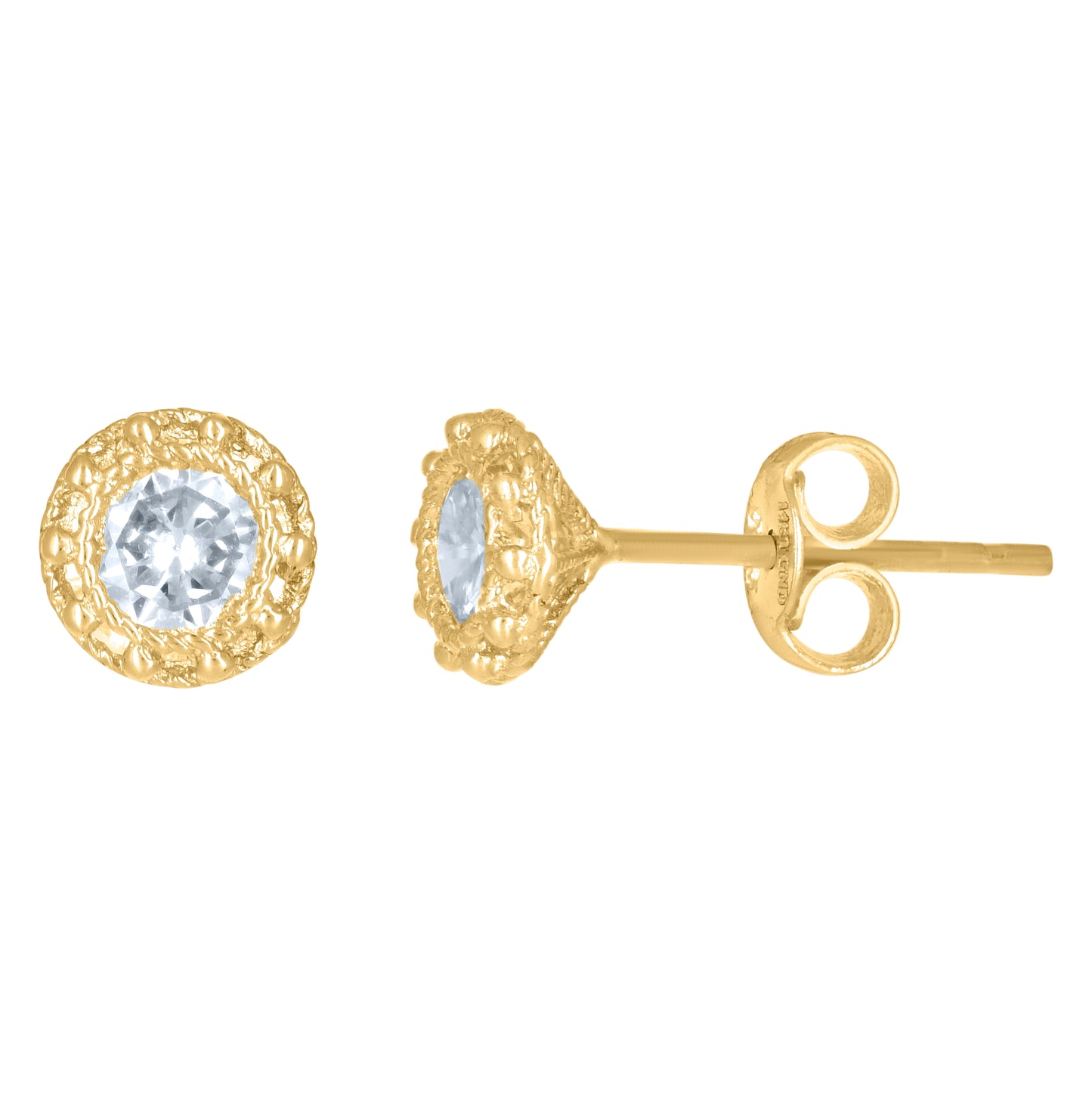 14K Yellow Gold Womens Cubic-Zirconia 6mm Fashion Stud Earrings