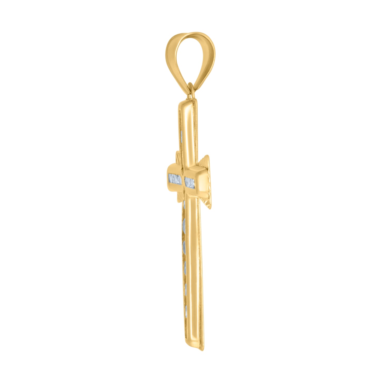 14K Yellow Gold Mens Cubic-Zirconia Cross Religious Charm Pendant