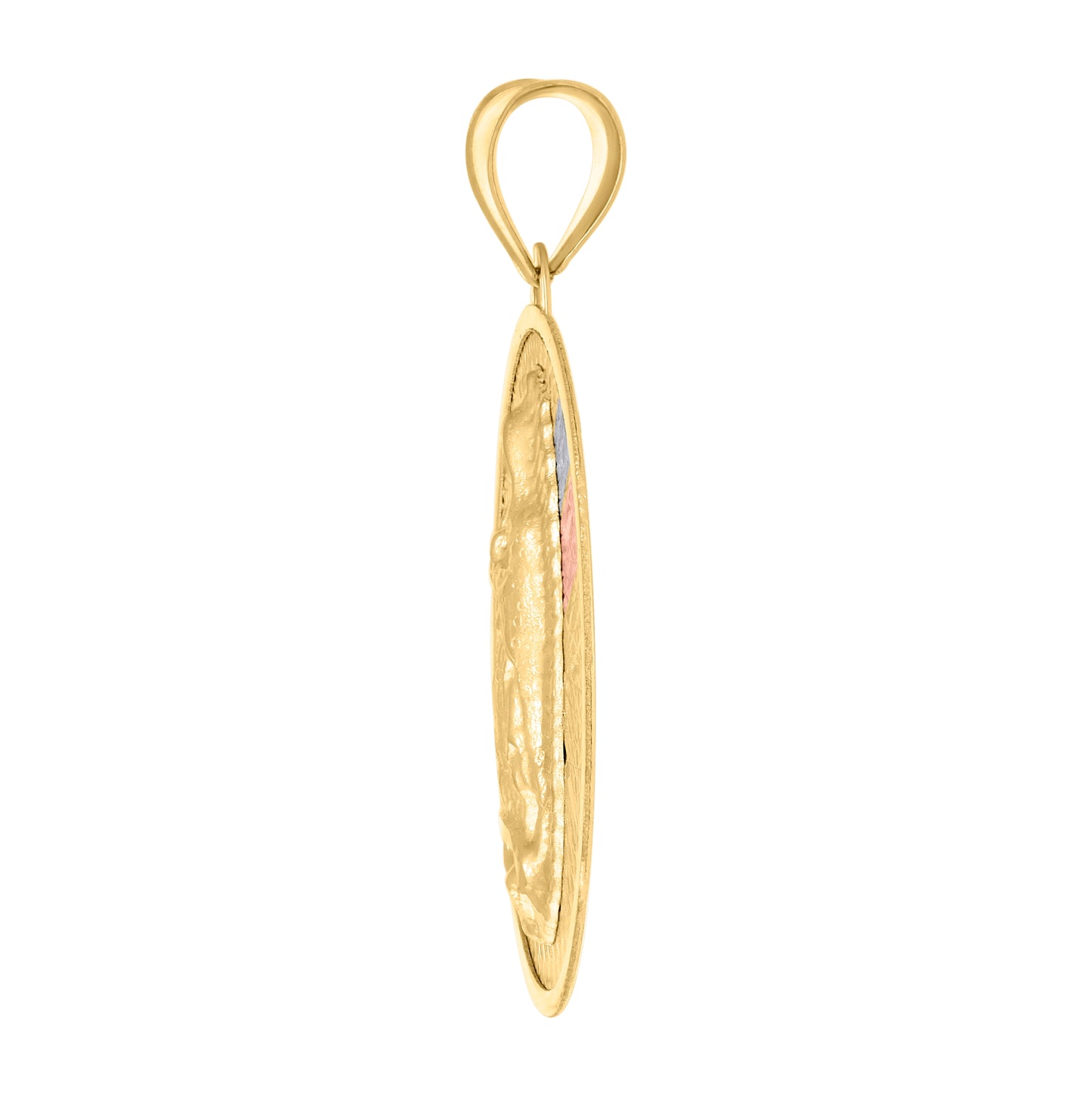 14K Tri-Color Gold Unisex Medallion Guadalupe/Mother Marry Religious Charm Pendant