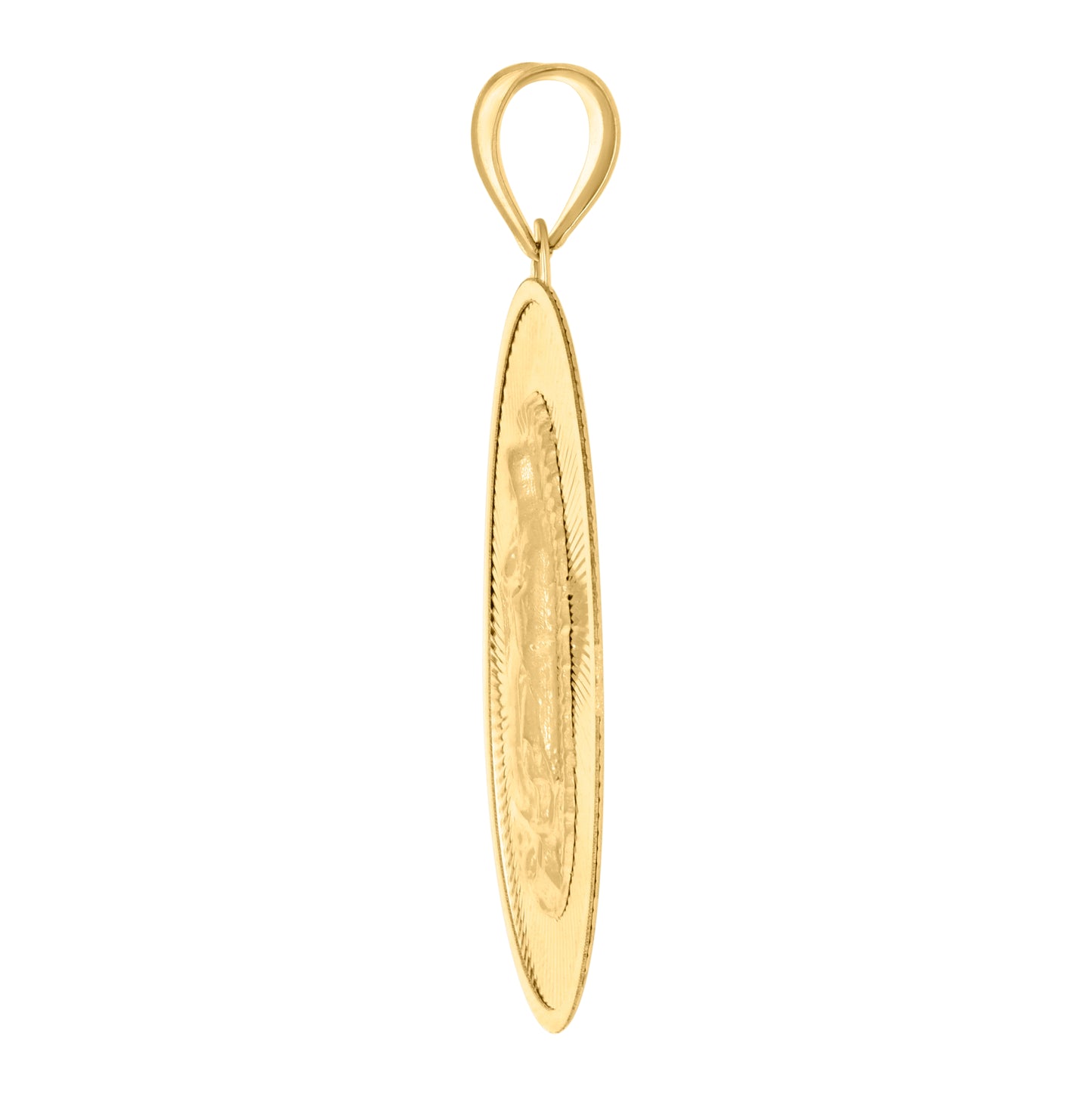 14K Yellow Gold Unisex Medallion Oval Guadalupe/Mother Marry Religious Charm Pendant